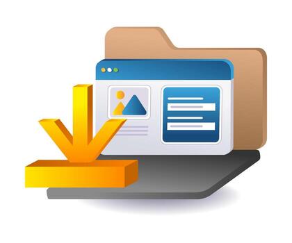 ilustración símbolo para descargando datos en un web página vector