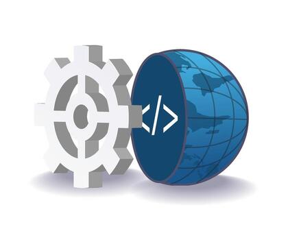 Earth slice with symbol programmer gear vector