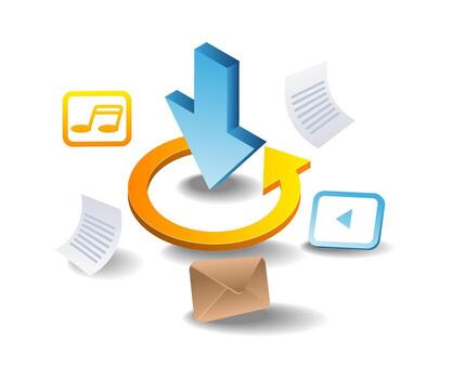 Digital media symbols data upload download vector