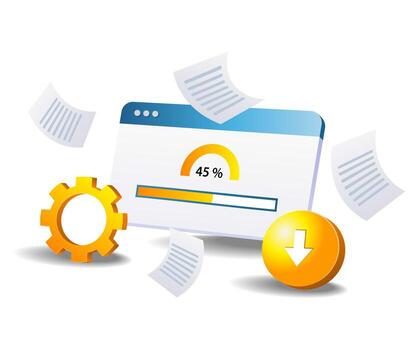 Digital data download and upload speed vector