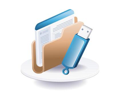 Data folder with flash disk vector