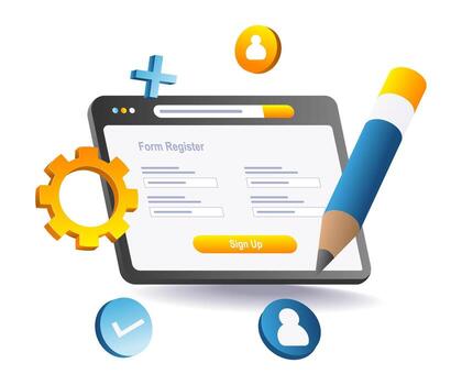 Create an online register with a tablet vector