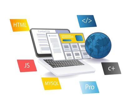 Computer programmer landing page design vector