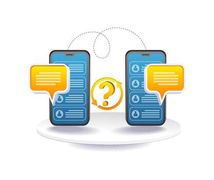 charla comunicación preguntas y respuestas con teléfono inteligente vector