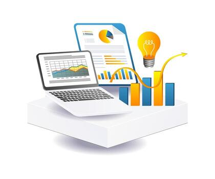 Business growth analysis data computer vector