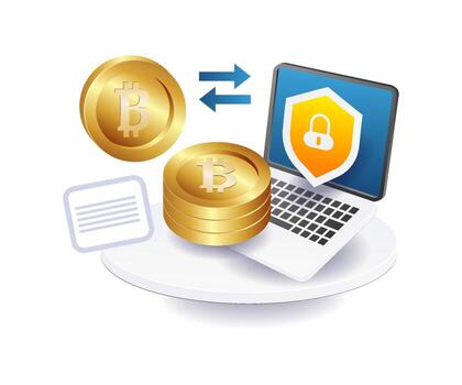 bitcoin negocio seguridad computadora tecnología vector