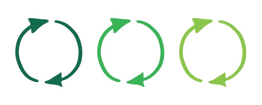 Hand drawn recycle arrow icon Recycling resources symbol Reuse of materials, zero waste, green environment, saving the planet ecology rotation vector