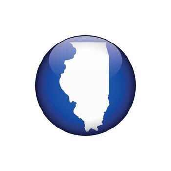 Illinois Circle Button States of US Map Icon Template Illustration Design vector