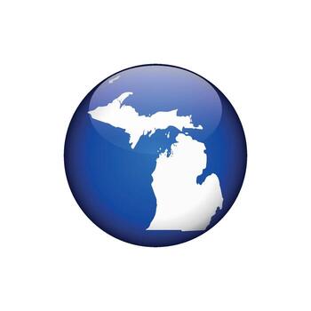 Michigan Circle Button States of US Map Icon Template Illustration Design vector