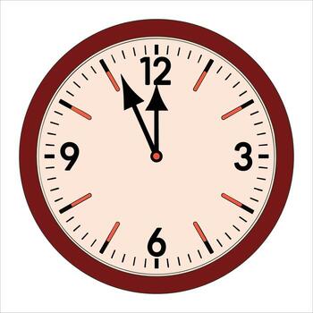 Round clock isolated object on a white background. illustration suitable for time management, schedules, reminders, and office themed designs. vector