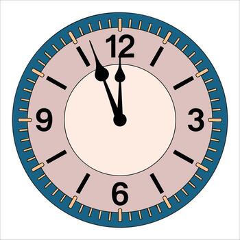 illustration of a round clock isolated on white background. Perfect for themes about time, deadlines, and everyday punctuality. vector