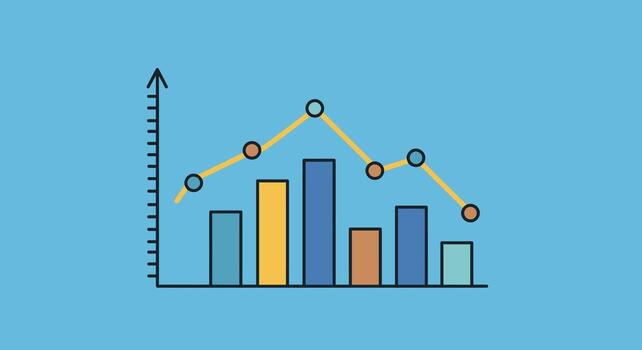 Simple Bar Graph with Trend Lines vector