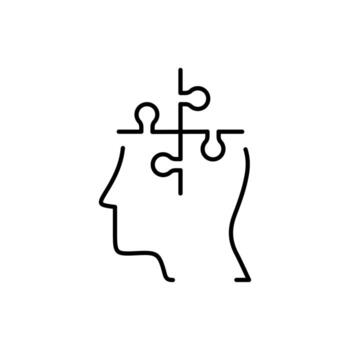 Speech Bubble in Head Thin Line Icon for Web Sites, Books, Cards, Apps vector