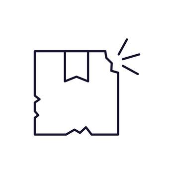 Broken Box Minimalistic Linear Pictogram for Web and Graphic Design, Apps, Banners, Social Network and Cards vector