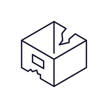 Broken Box Thin Isolated Icon for Web Sites, Books, Cards, Apps vector