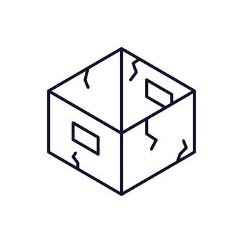 Line image of Broken Box for Graphics, Concept, Apps vector
