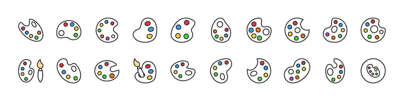 Simple Linear Filled Color Icon of Watercolor. Minimalistic Linear Pictogram for Web and Graphic Design, Apps, Banners, Social Network and Cards vector