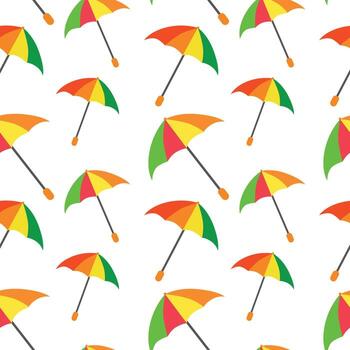 sin costura modelo de colores abierto arco iris paraguas en blanco antecedentes vector