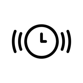 Alarm Clock Ringing Icon with Sound Wave Graphics vector
