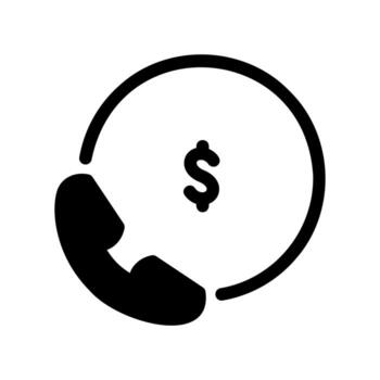 Pay Per Call Service Icon with a Phone Receiver and Dollar vector