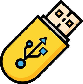 amarillo USB conducir para archivo almacenamiento y transferir con moderno diseño elementos para tecnología y negocio proyectos vector