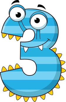 Adorable number three character with playful monster design for fun educational resources and kids projects vector