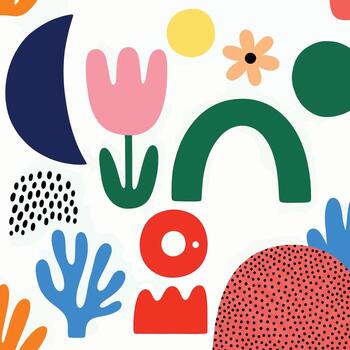 Playful abstract shapes create a modern, vibrant design perfect for adding a touch of whimsy and fun style vector