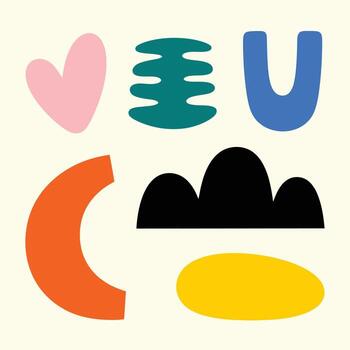 Playful abstract shapes create a modern art design ideal for vibrant backgrounds and creative projects vector