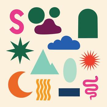 Playful geometric shapes create modern abstract design for creative projects and vibrant backgrounds easily vector