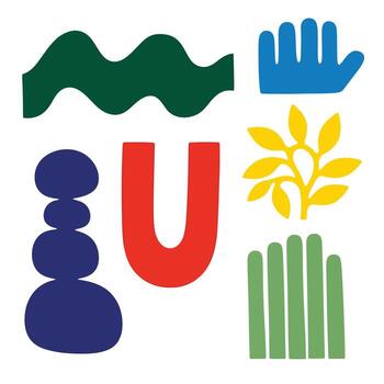 Playful abstract shapes create a vibrant, modern design element for creative projects and vibrant presentations vector