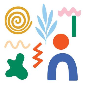 Modern shapes create a playful graphic element, perfect for adding a touch of whimsy and fun vector