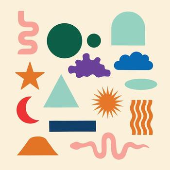 Whimsical abstract shapes composition providing positive vibes for modern art and design applications vector