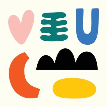 Playful abstract shapes creating a modern design, perfect for branding and creative projects, fun and unique vector