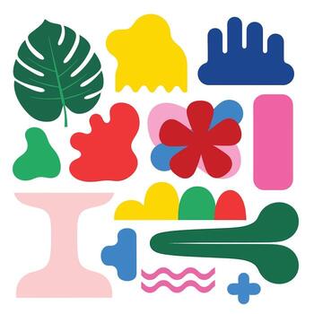 negrita resumen floral y geométrico formas crear un moderno, divertido, y vibrante diseño elemento o antecedentes vector