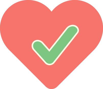 Heart with Check Mark - Symbol of Approval and Validation. vector