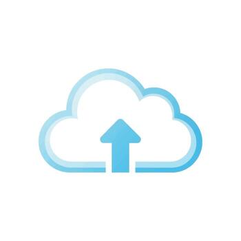 ligero azul degradado nube subir icono moderno, sencillo diseño vector