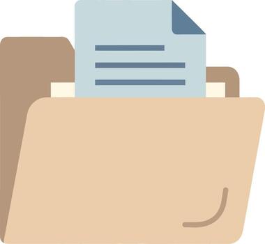 Open Folder with Document and Blue Lines vector