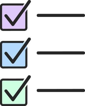 Three Colorful Checkboxes with Check Marks vector