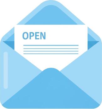 Light Blue Open Envelope Icon with Message vector