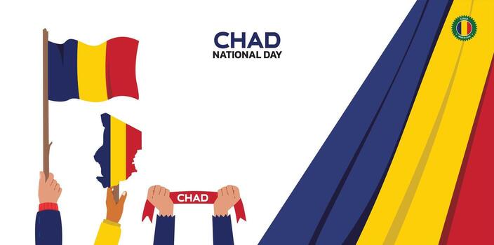 chad Independence Day Design, minimalist template of August 11th design elements with people holding flags and maps, chad maps and flags in poster and banner form vector