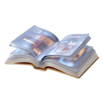 Aperto libro con dati e grafici nel sfocato effetto per attività commerciale intuizione png