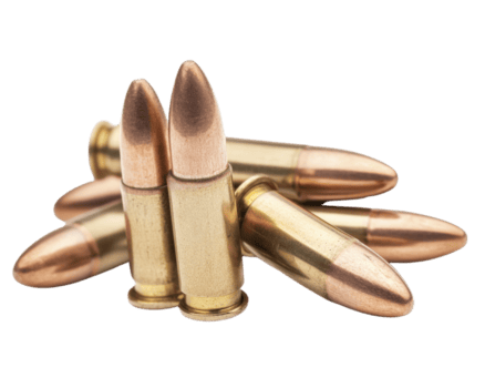 schließen oben Aussicht von mehrere Kugeln gestapelt zusammen, präsentieren ihr metallisch Gehäuse und spitz Tipps. Bild Highlights Einzelheiten von Munition, betonen es ist Design und Handwerkskunst png