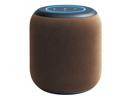 smart Hem högtalare med elegant design och lysande topp gränssnitt, isolerat på genomskinlighet bakgrund. enhet funktioner tyg exteriör och modern teknologi för sömlös integration png