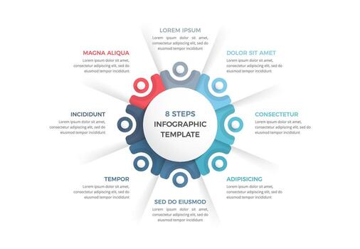 Circle diagram with 8 steps with place for your text, infographic template vector