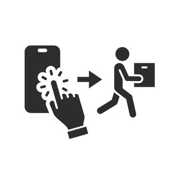 receive order in pick up point, click buy and collect order, icon, delivery services steps, online store flat illustration vector