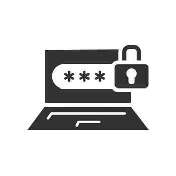 iniciar sesión cuenta registro en el computadora portátil, computadora con usuario contraseña icono, bloquear sitio, plano ilustración vector