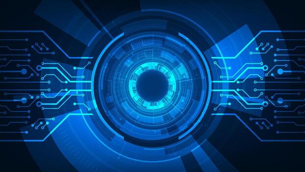 Abstract digital circuit design in blue vector