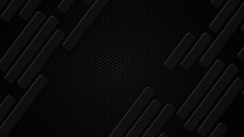 Futuristic black abstract background with diagonal glossy shapes on a sleek mesh texture with copy space. Stylish dark design ideal for technology, gaming or luxury branding. Full HD loop. video