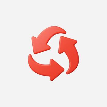 A modern red arrow cycle symbol representing motion and connection. vector