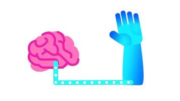 un' visivo di un' cervello connesso per un' mano icona illustrare neurale percorsi, il motore funzioni, cervello-mano coordinazione, e riflesso Azioni video